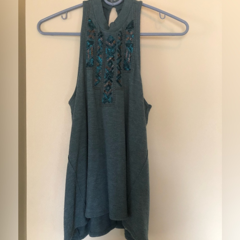 Green sequined halter top